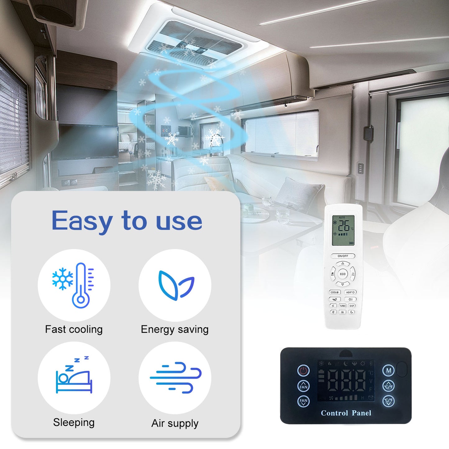 12V RV Air Conditioner – 10,000 BTU | 24V Fast Cooling for Campers, Trucks & Vans | New Energy-Efficient & Quiet Inverter AC