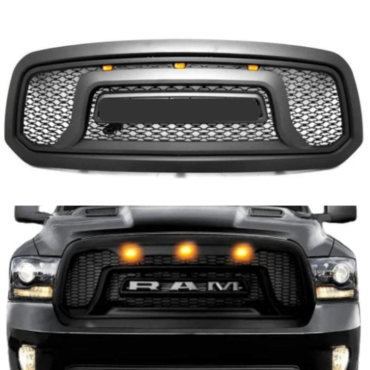 Front Grille For 2013-2018 Dodge RAM 1500 Rebel Grille W/ Letters | Matte Black - trucfri