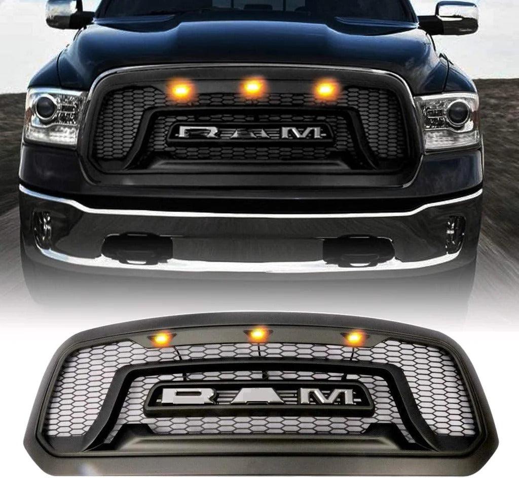 Front Grille For 2013-2018 Dodge RAM 1500 Rebel Grille W/ Letters | Matte Black - trucfri