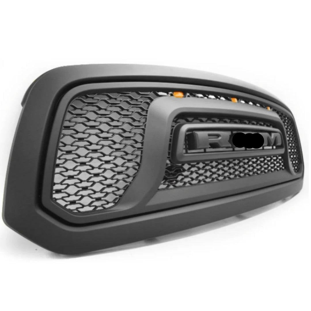 Front Grille For 2013-2018 Dodge RAM 1500 Rebel Grille W/ Letters | Matte Black - trucfri