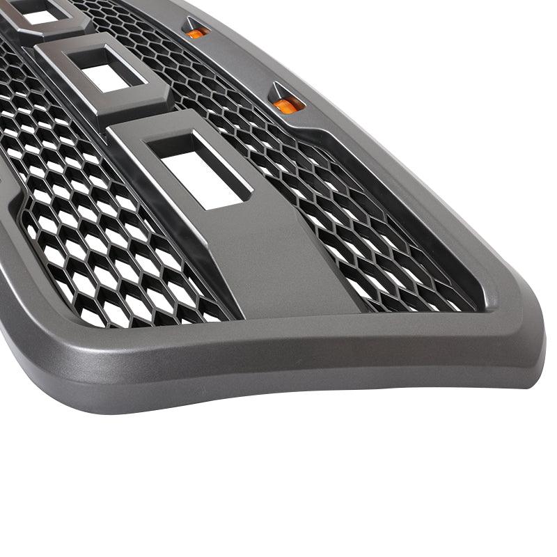 Grille For 2004 2005 2006 2007 2008 Ford f150 Raptor Grille W/E 3 Amber LED Lights& Letters Matte Black - trucfri