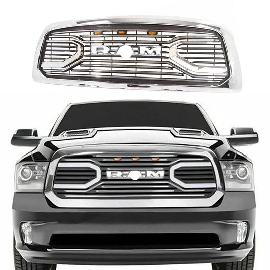 Grille For 2013 2014 2015 2016 2017 2018 RAM 1500 Chrome Grill W/ Letters W/Lights - trucfri