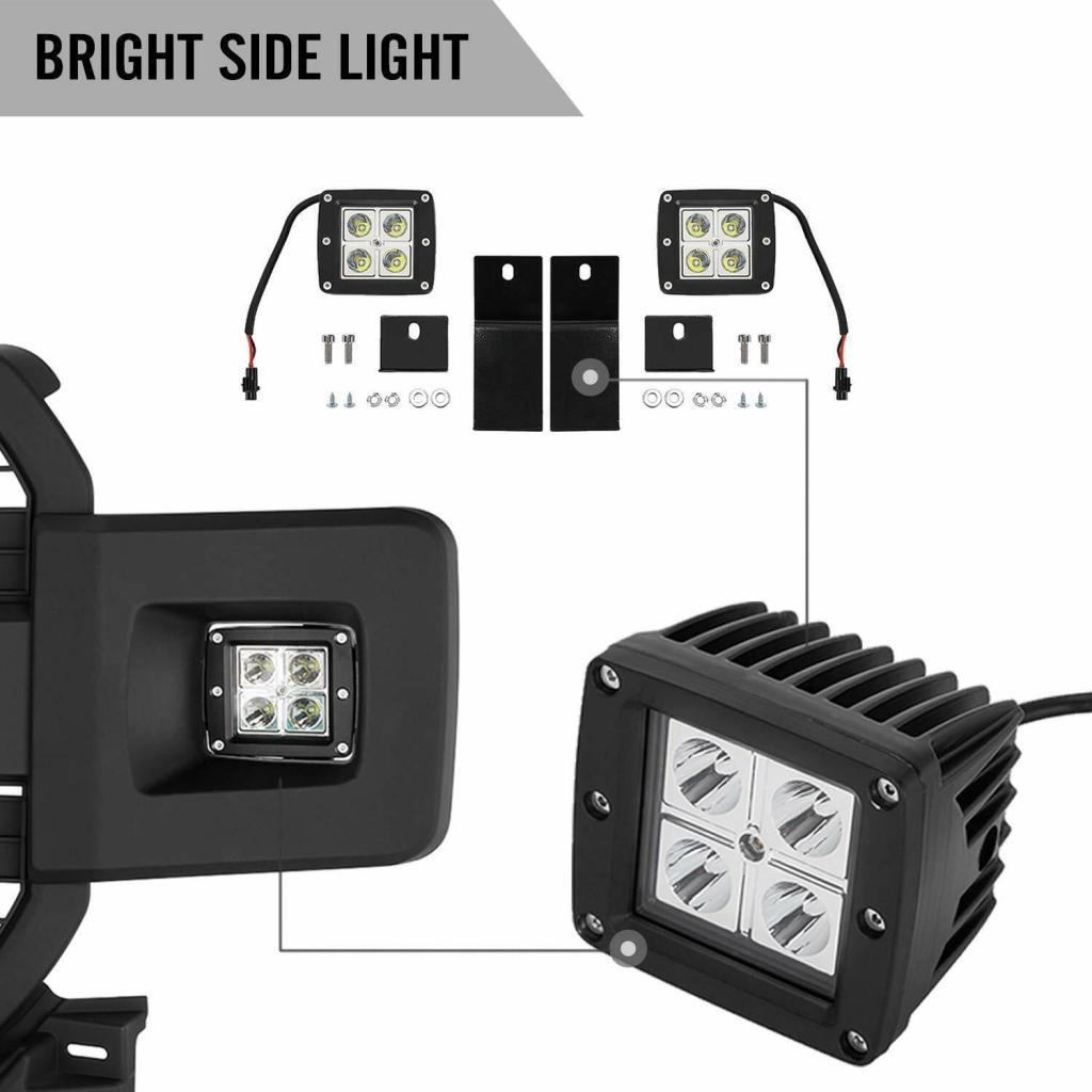 Grille For 2018 2019 2020 Ford f150 Raptor Style Grille W/E 3 Amber LED Lights& Letters Matte Black - trucfri