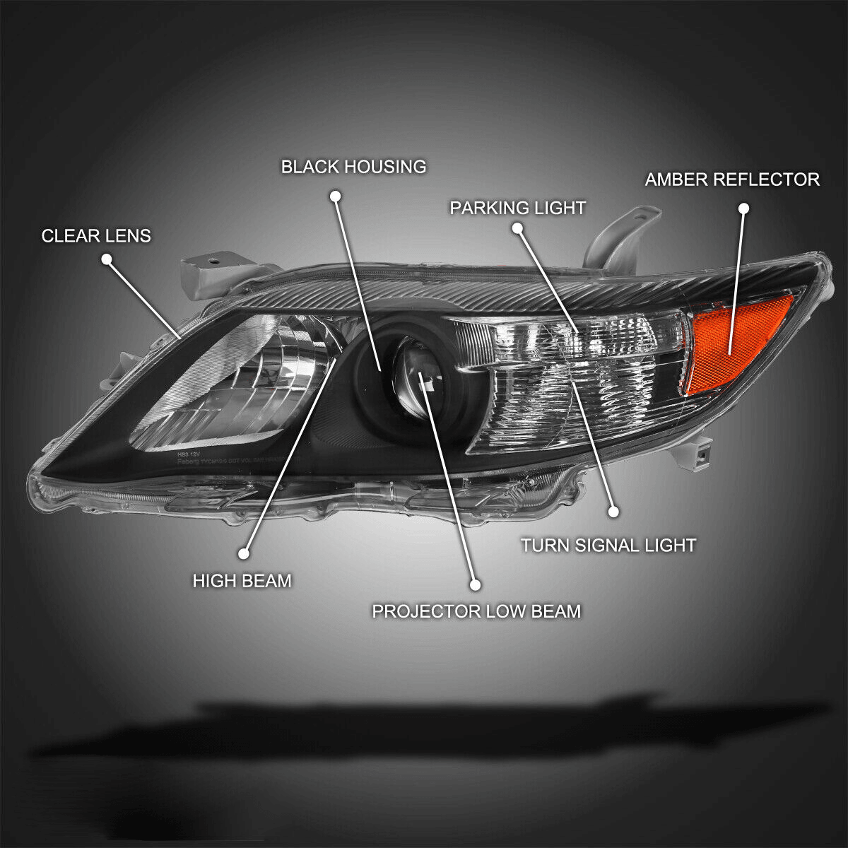 For Toyota Camry 2010-2011 Black Headlight Set Left+Right - trucfri