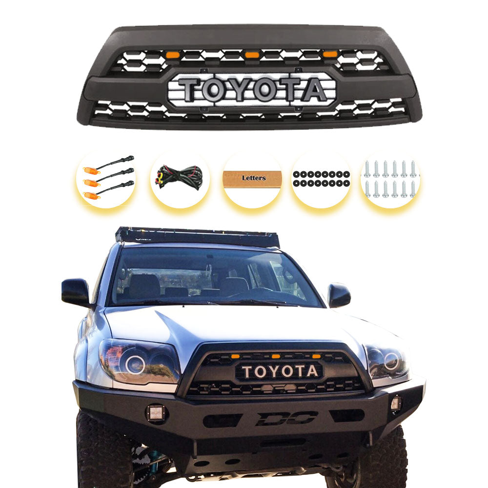 Grille for 2006 2007 2008 2009 4th gen 4runner trd pro grille matte black W/Letters & LED Black