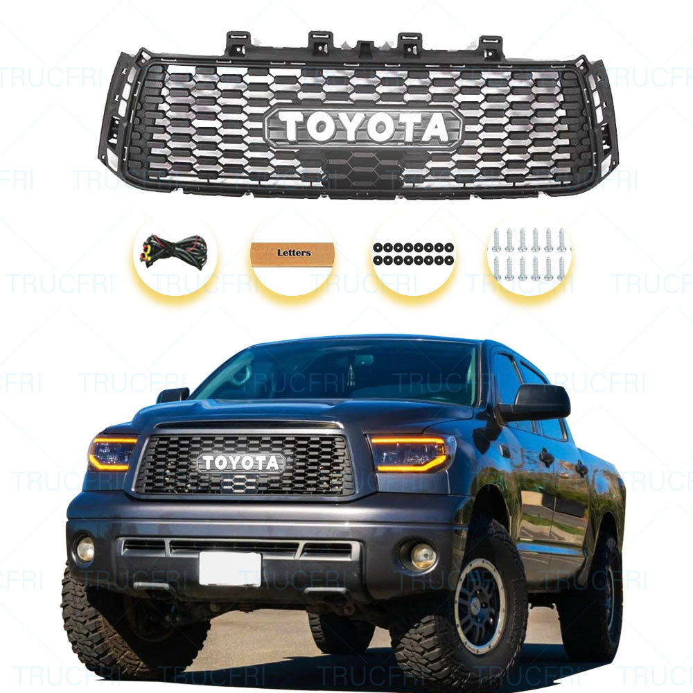 Grille With Led Illuminated Letters for 2010 2011 2012 2013 2nd gen tundra trd pro grill