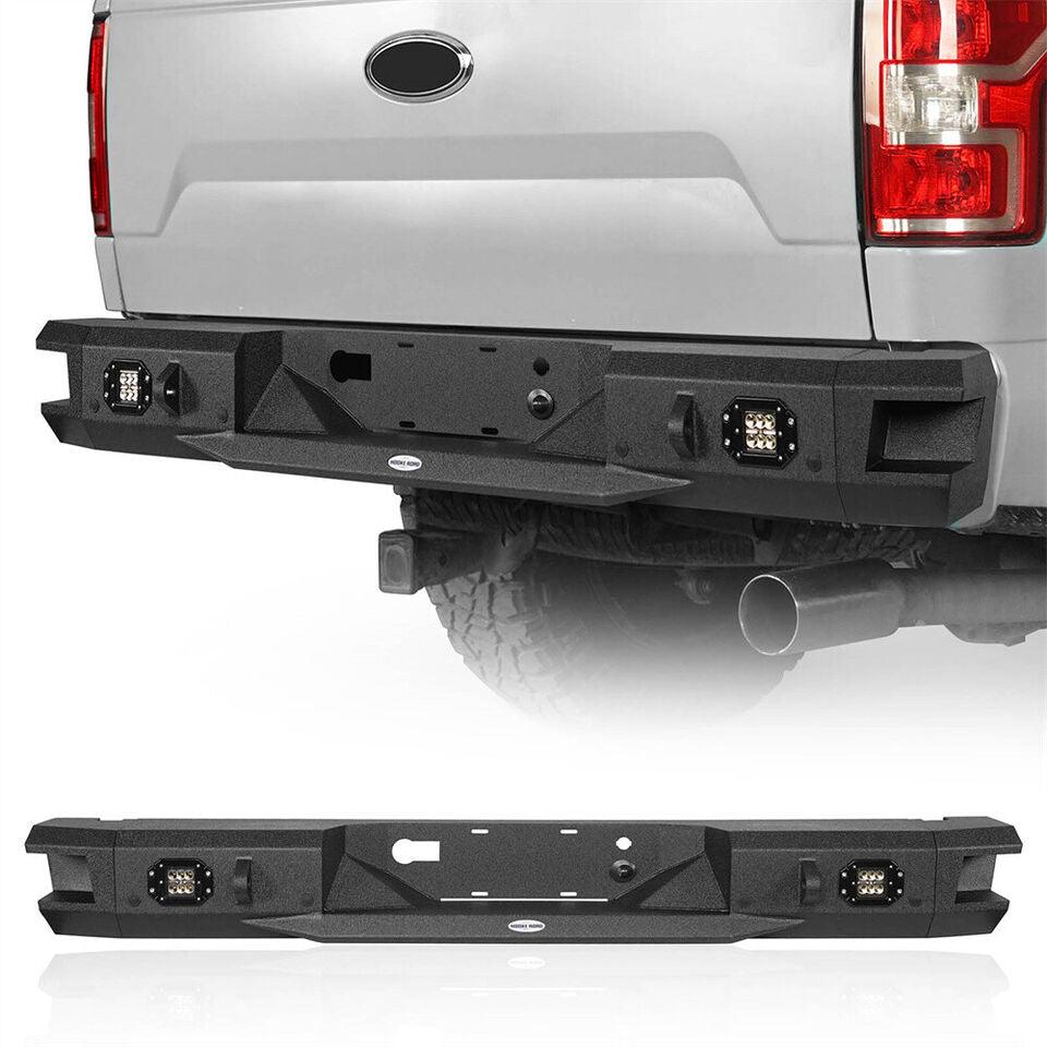 For Ford F150 2015-2020 Back Rear Bumper w/License Plate Light & LED Floodlights - trucfri