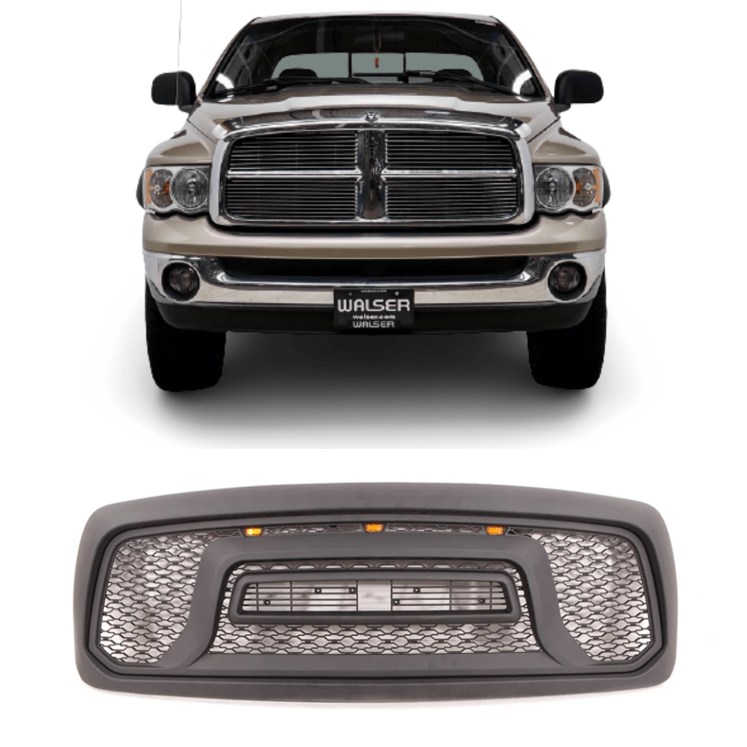 Front Grille For 2002 2003 2004 2005 Dodge RAM 1500 Rebel Grille W/ Letters | Matte Black - trucfri