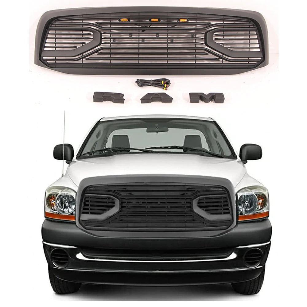 Front Grille For 2006 2007 2008 Dodge RAM 1500 Grille W/ Letters | Matte Black - trucfri