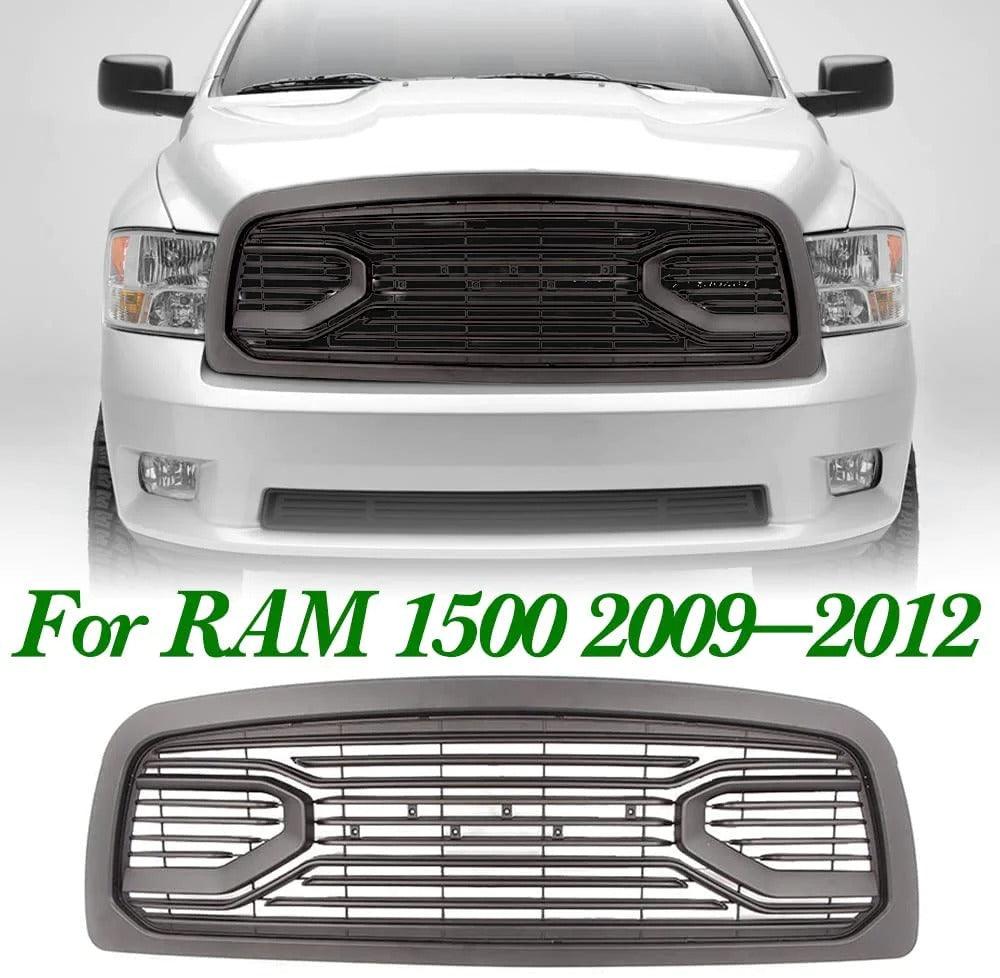 Front Grille For 2009 2010 2011 2012 Dodge RAM 1500 Grille Repalcement W/ Letters | Matte Black - trucfri