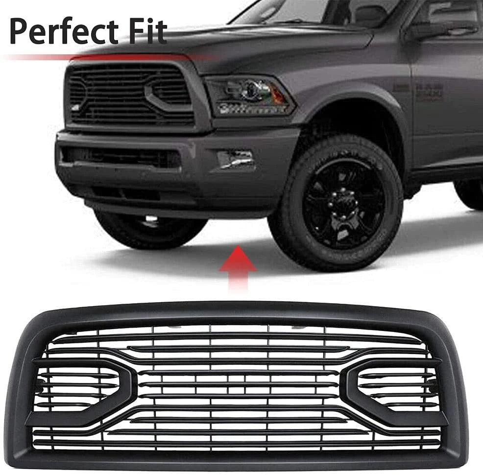 Front Grille For 2013 2014 2015 2016 2017 2018 Dodge RAM 2500 Big Horn Style Grille W/ Letters | Matte Black - trucfri