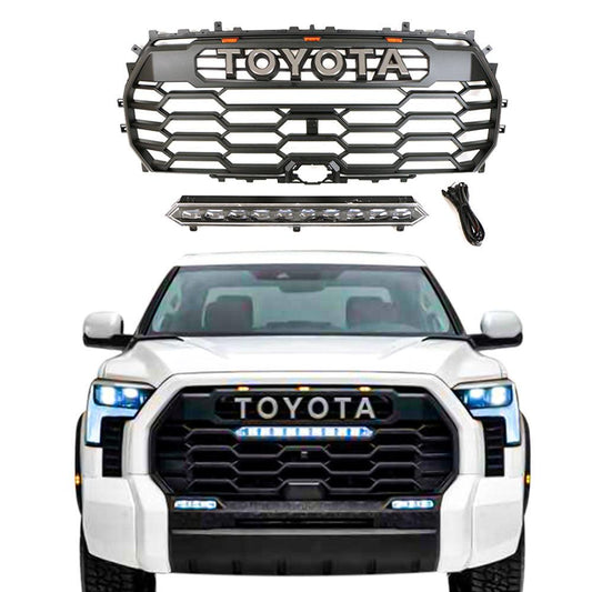Front Grille for 2022 2023 2024 Toyota Tundra Trd Pro Grill Replacement W/letters & light bar - trucfri