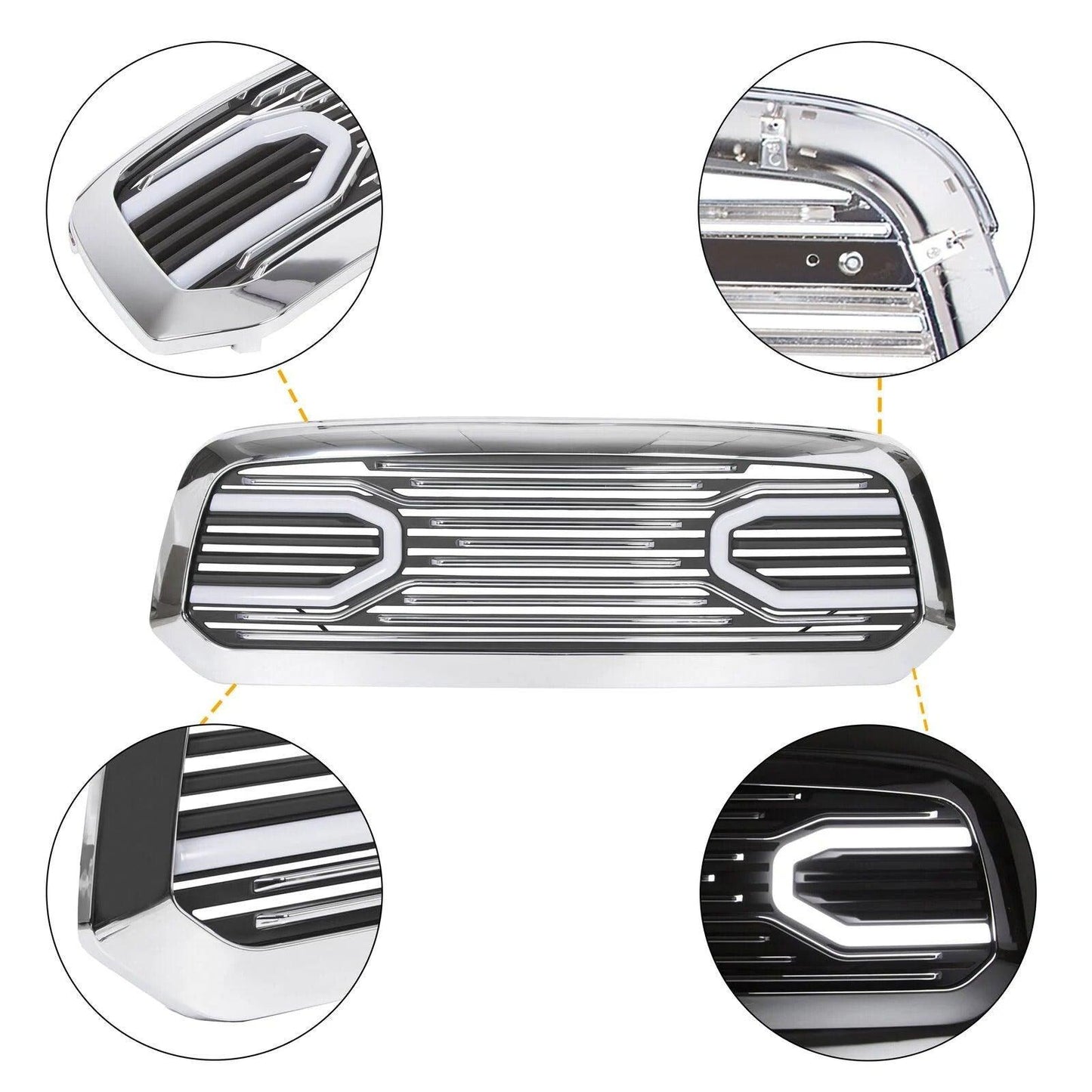 Grille For 2013 2014 2015 2016 2017 2018 RAM 1500 Chrome Grill W/ Letters - trucfri