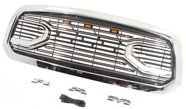 Grille For 2013 2014 2015 2016 2017 2018 RAM 1500 Chrome Grill W/ Letters W/Lights - trucfri