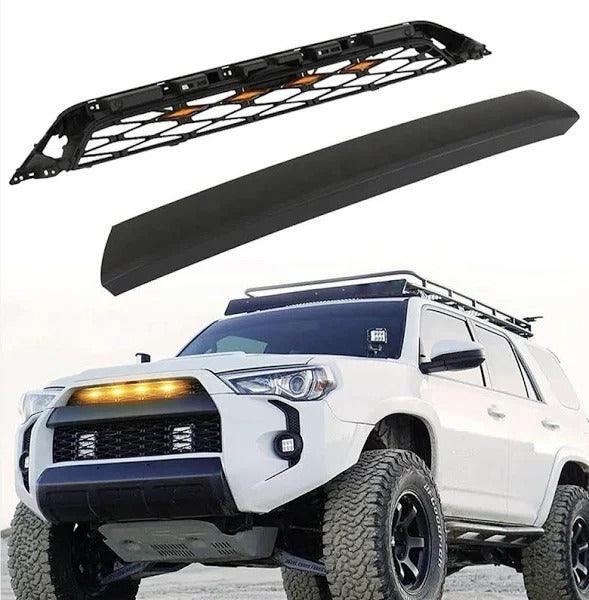 Grille for 2014 2015 2016 2017 2018 2019 5th gen toyota 4runner trd pro grille with Letters & raptor lights matte black - trucfri