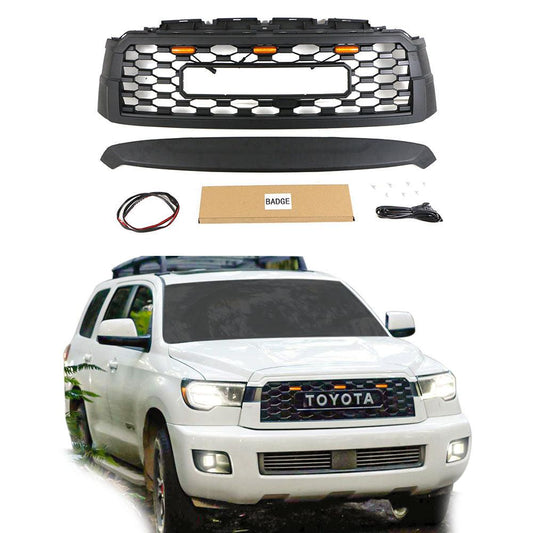 Grille for 2019 2020 2021 2022 Toyota Sequoia Trd Pro Grille W/Letters Matte Black - trucfri
