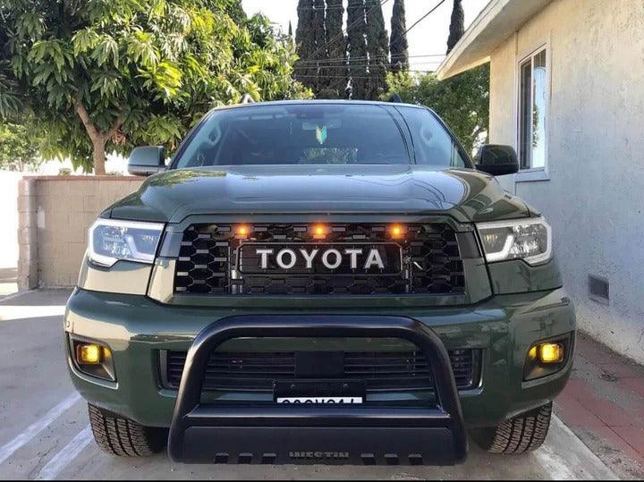 Grille for 2019 2020 2021 2022 Toyota Sequoia Trd Pro Grille W/Letters Matte Black - trucfri