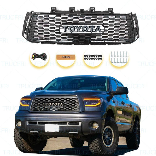 Grille for Toyota 2nd Gen Tundra 2010 2011 2012 2013 Tundra Trd Pro Grill Matte Black W / letters - trucfri
