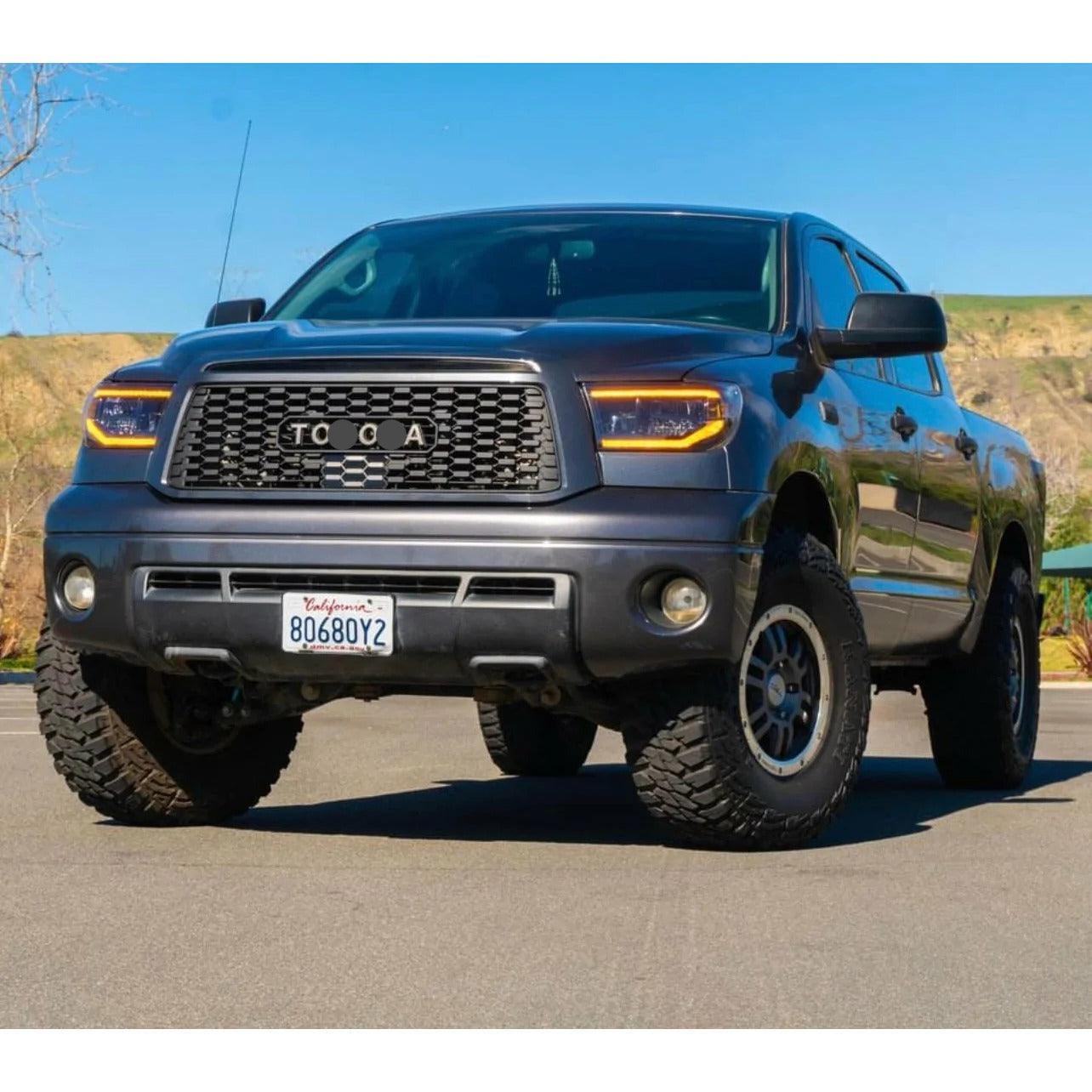 Grille for Toyota 2nd Gen Tundra 2010 2011 2012 2013 Tundra Trd Pro Grill  Matte Black W / letters – trucfri