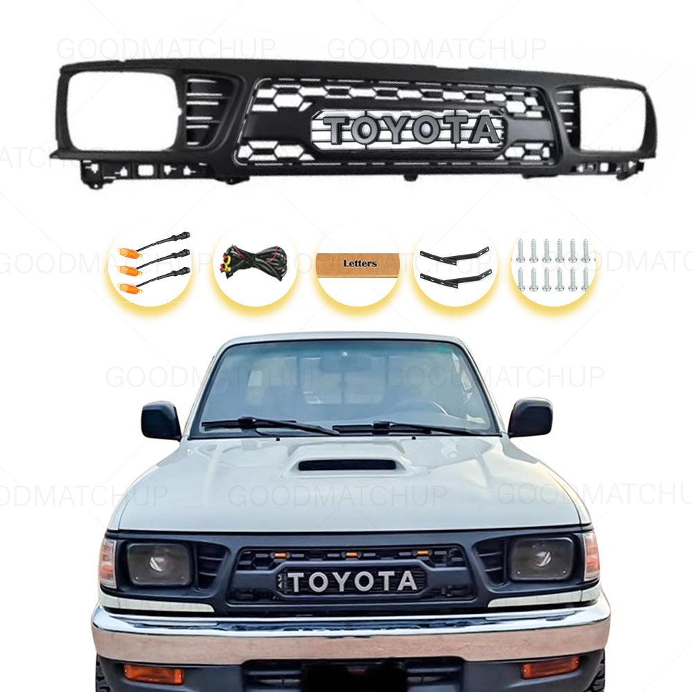 Grille for Toyota Tacoma 1995 1996 Tacoma Trd Pro Grill Matte Black W/Letters and Lights - trucfri