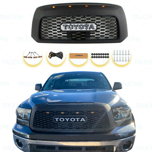Grille for toyota tundra 2007 2008 2009 2010 2011 2012 2013 2nd gen tundra trd pro grill W / letters & lights - trucfri