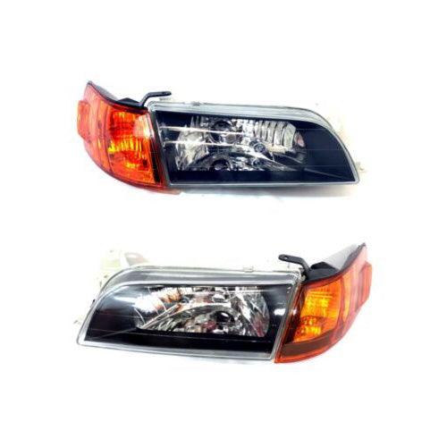 Fit For Toyota Corolla 1993 -1997 Jdm Black Headlights Lamps Lh Rh Crystal Glass - trucfri