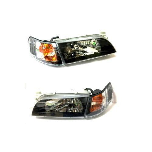 For Toyota Corolla 1993 - 1997 Jdm Black Headlights Lamps Lh Rh Crystal Glass - trucfri