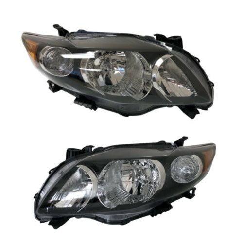 For Toyota Corolla 2009 -2010 Black Headlights Type S Lamps Replacement Pair Set - trucfri