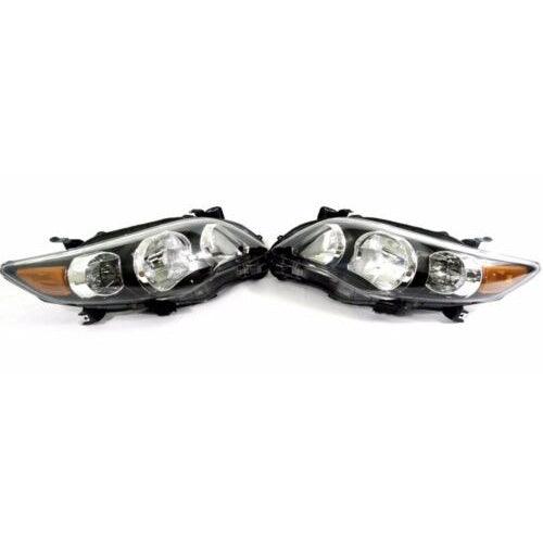 For Toyota Corolla 2011 - 2013 Black Headlights Type S Lamps Replacement Pair Set - trucfri