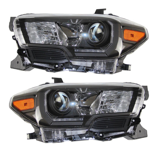 For Toyota Tacoma 2016 2017 2018 2019 2020 2021 W/LED DRL Black Projector Headlights Set Left+Right - trucfri