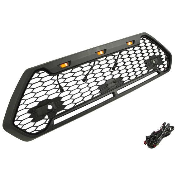 Front Grill for Toyota RAV4 TRD/ADVENTURE 2019 2020 2021 2022 BLACK New Honeycomb Style With Amber Lights - trucfri