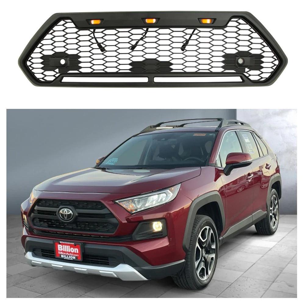 Front Grill for Toyota RAV4 TRD/ADVENTURE 2019 2020 2021 2022 BLACK New Honeycomb Style With Amber Lights - trucfri