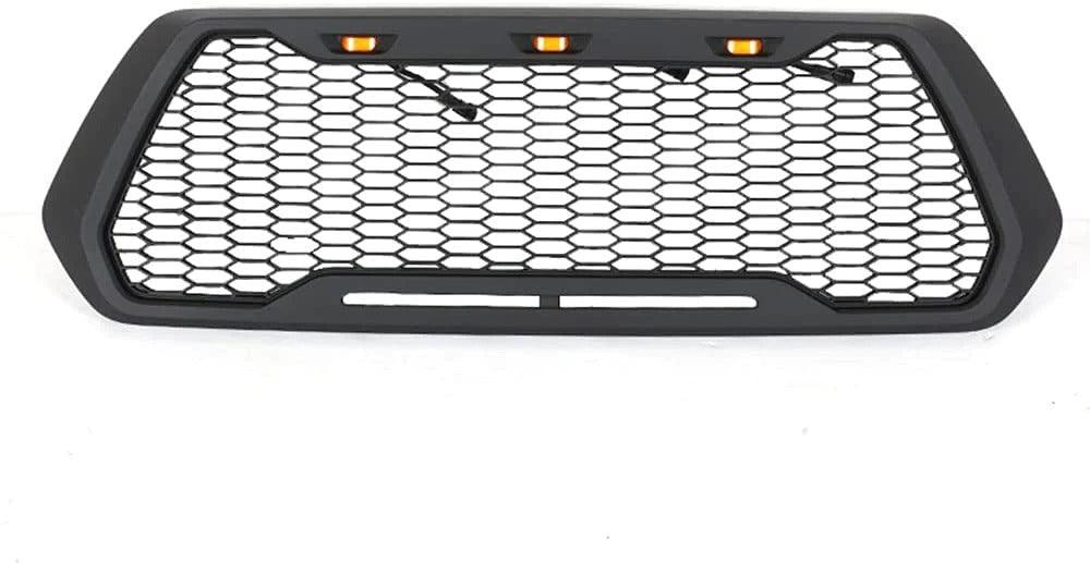 Front Grill for Toyota Tacoma 2016, 2017, 2018, 2019 2020 Black With 3 Amber DRL LED Lights - trucfri