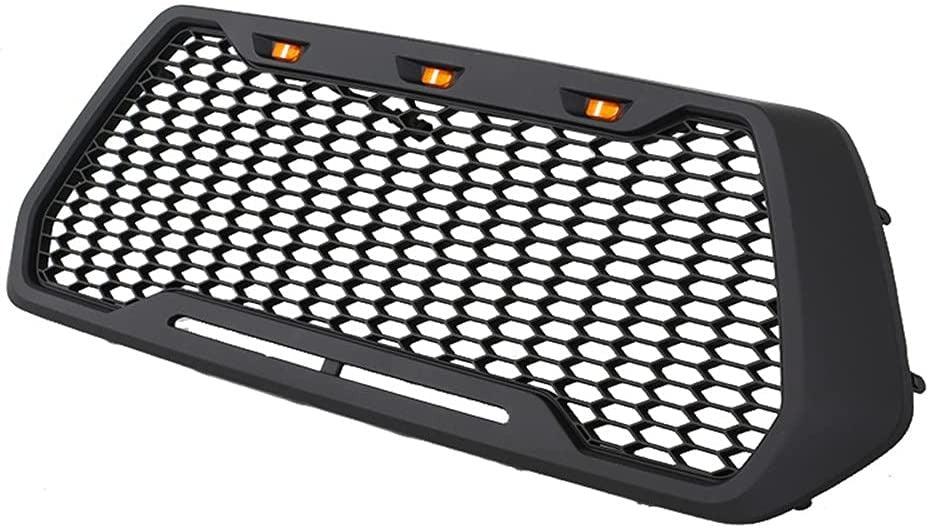 Front Grill for Toyota Tacoma 2016, 2017, 2018, 2019 2020 Black With 3 Amber DRL LED Lights - trucfri