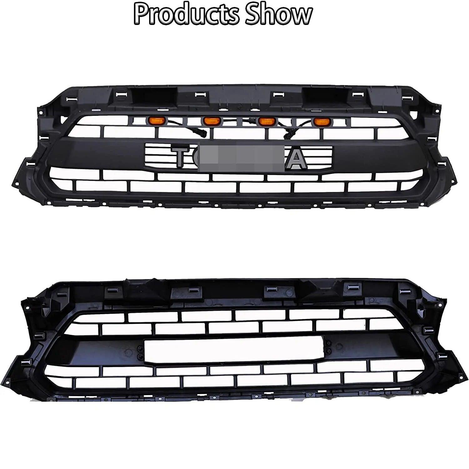 Grille for Toyota Tacoma 2012 2013 2014 2015 Trd Pro Grill Replacement Matte Black With Amber Lights - trucfri