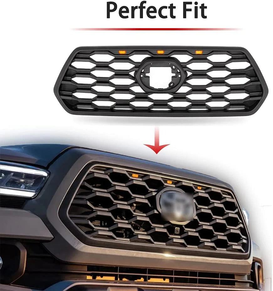 TRD Pro Grill for Toyota Tacoma 2016 2017 2018 2019 2020 Matte Black w/LED Lights - trucfri