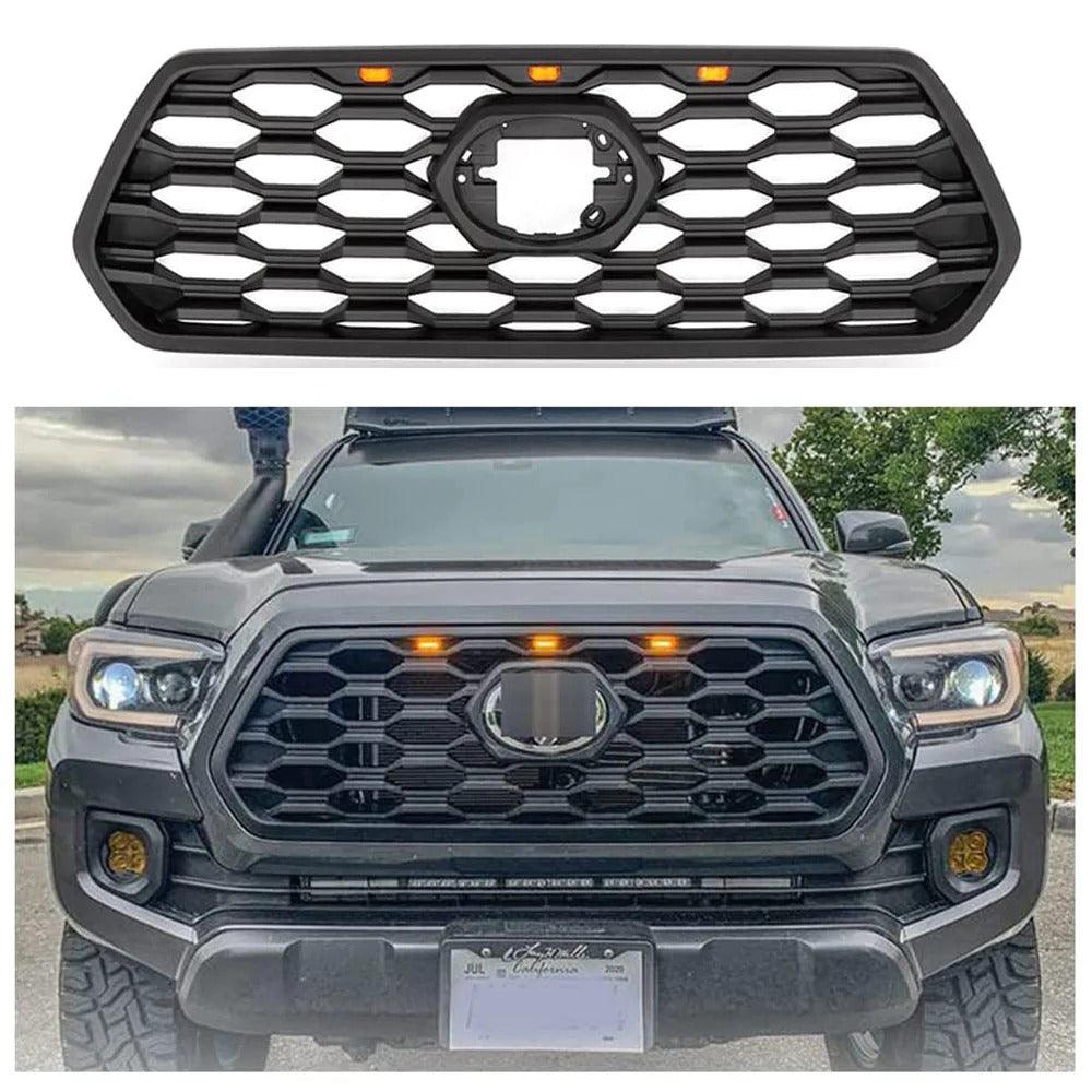 TRD Pro Grill for Toyota Tacoma 2016 2017 2018 2019 2020 Matte Black w/LED Lights - trucfri